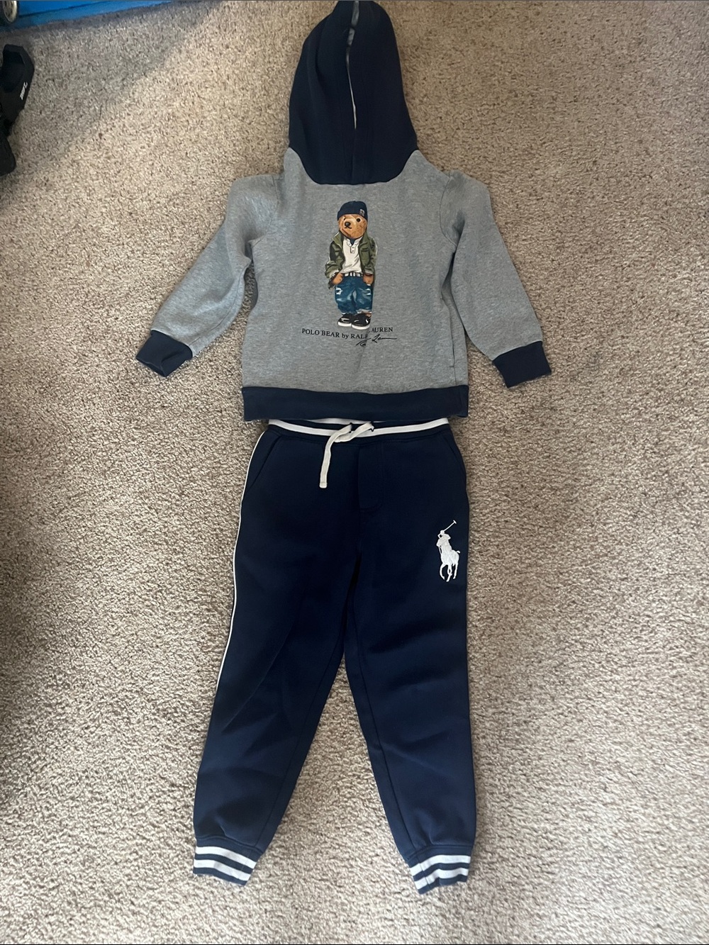 Polo by Ralph Lauren Kids Two-Tone Hoodie & Navy Joggers Set